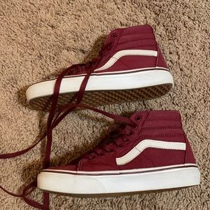Maroon high top vans